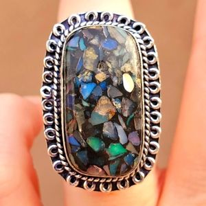 New Copper Ethiopian Opal 925 Silver Ring.